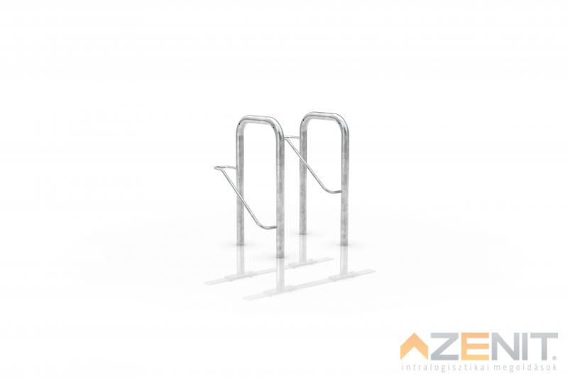 Kerékpártámasz STRAP 12 típus lebetonozható szerelősínnel tűzihorganyzott