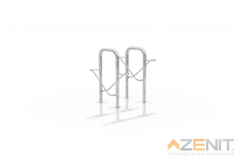 Kerékpártámasz STRAP 12DS típus lebetonozható szerelősínnel tűzihorganyzott